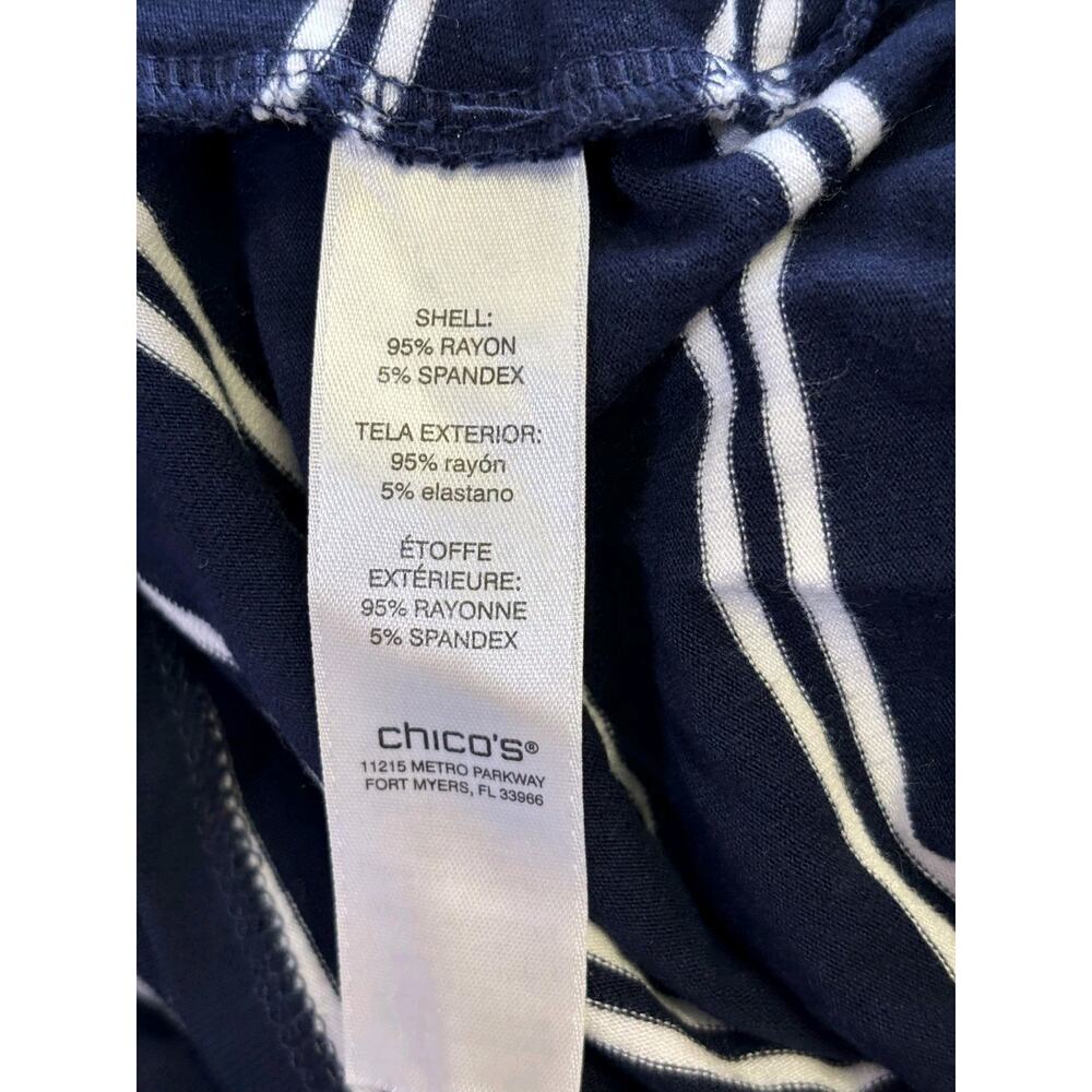 Chico's Nautical Sailing Dress Size 3 US XL Navy Striped Stretch Preppy Beachy - Picture 5 of 7